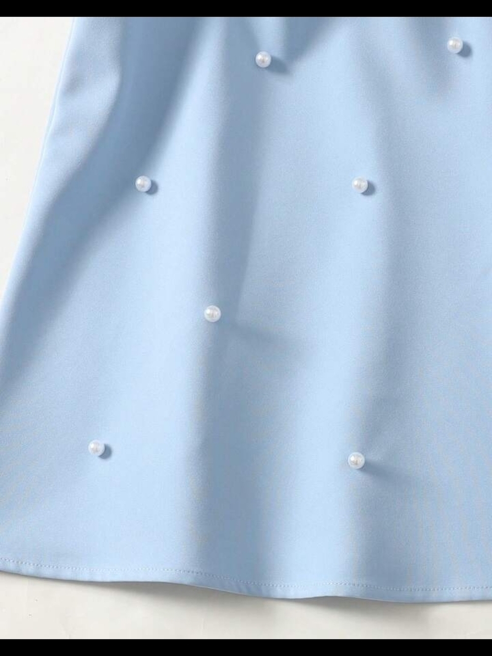 Pearl-Embellished Light Blue Halter Dress for Girls - Picture 3 of 7